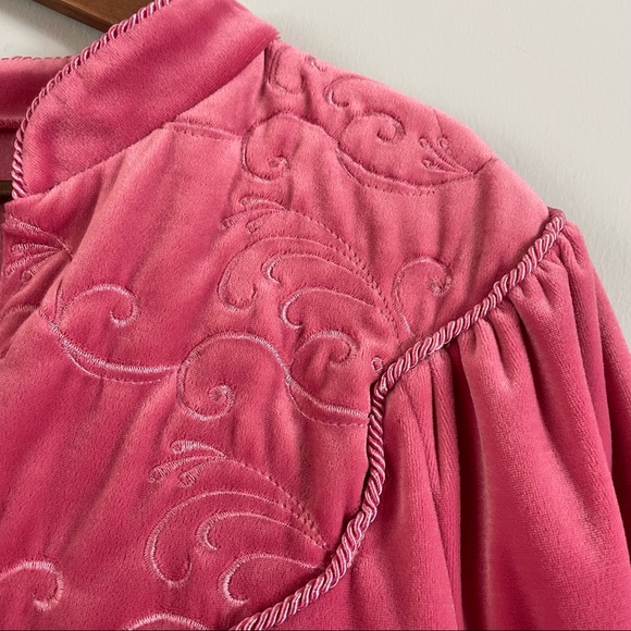 Vintage Pink Velour Nighty Dressing Gown Sleepwear Size Large - Picture 14 of 16